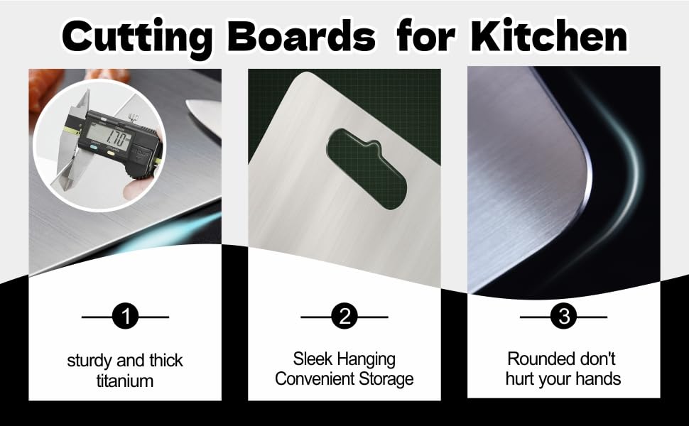 Titanium Cutting Board Set of 3,100% Pure Titanium Cutting Boards for Kitchen, 2025 New Double Sided Food-Grade Chopping Board for Cutting Meat Vegetable Fruit