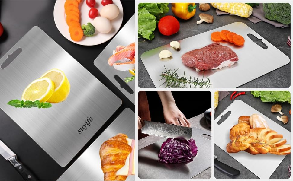 Titanium Cutting Board Set of 3,100% Pure Titanium Cutting Boards for Kitchen, 2025 New Double Sided Food-Grade Chopping Board for Cutting Meat Vegetable Fruit