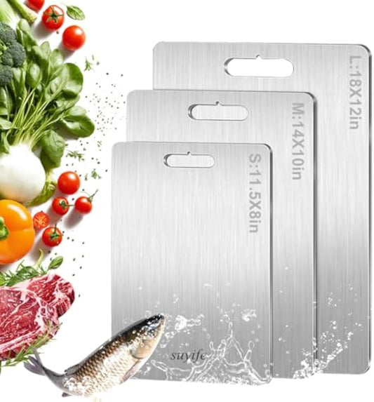 Titanium Cutting Board Set of 3,100% Pure Titanium Cutting Boards for Kitchen, 2025 New Double Sided Food-Grade Chopping Board for Cutting Meat Vegetable Fruit